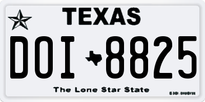 TX license plate DOI8825