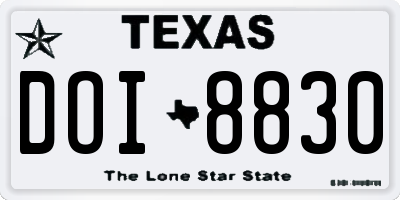 TX license plate DOI8830