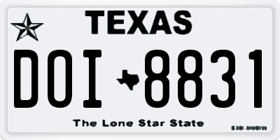 TX license plate DOI8831