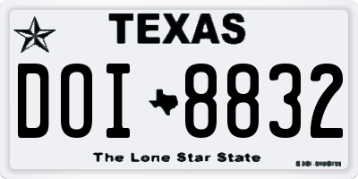 TX license plate DOI8832