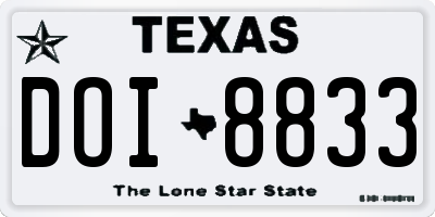 TX license plate DOI8833