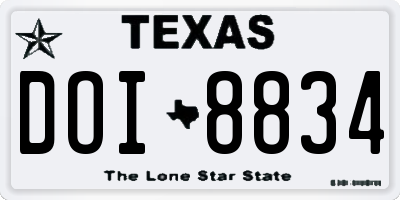 TX license plate DOI8834