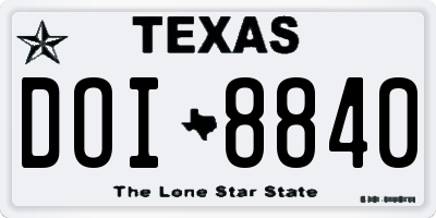 TX license plate DOI8840