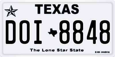 TX license plate DOI8848
