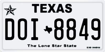 TX license plate DOI8849