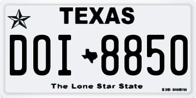 TX license plate DOI8850