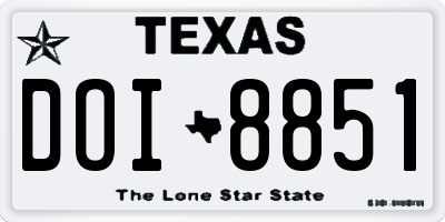 TX license plate DOI8851