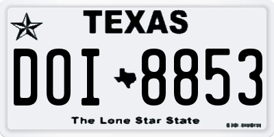 TX license plate DOI8853
