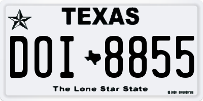TX license plate DOI8855