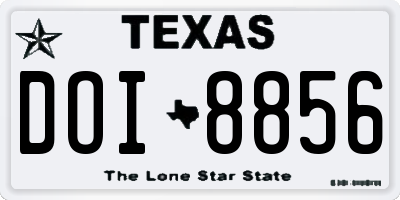 TX license plate DOI8856