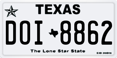 TX license plate DOI8862