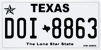 TX license plate DOI8863