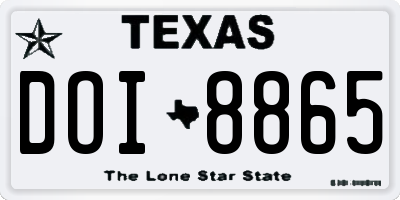 TX license plate DOI8865