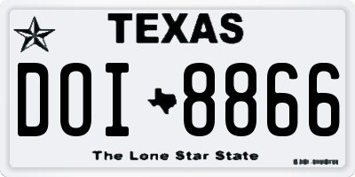 TX license plate DOI8866