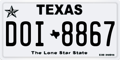 TX license plate DOI8867