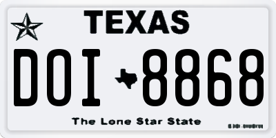 TX license plate DOI8868