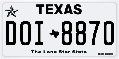 TX license plate DOI8870