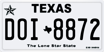 TX license plate DOI8872