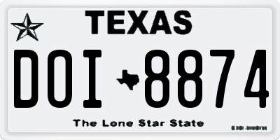 TX license plate DOI8874