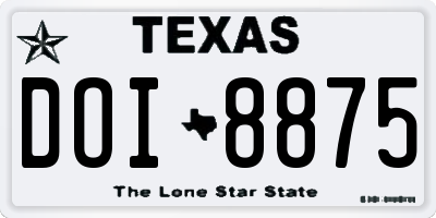 TX license plate DOI8875