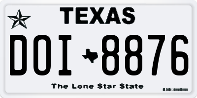 TX license plate DOI8876
