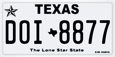 TX license plate DOI8877