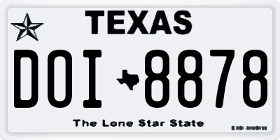 TX license plate DOI8878