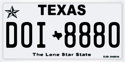 TX license plate DOI8880