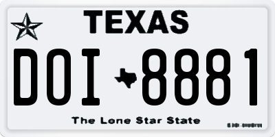 TX license plate DOI8881