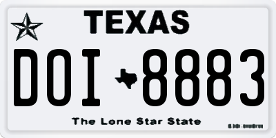TX license plate DOI8883