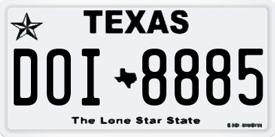 TX license plate DOI8885