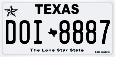 TX license plate DOI8887