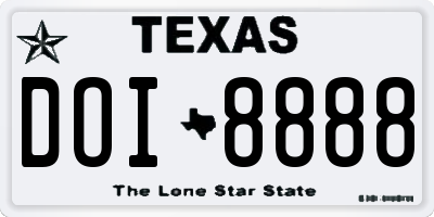 TX license plate DOI8888