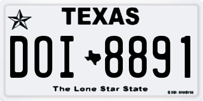 TX license plate DOI8891