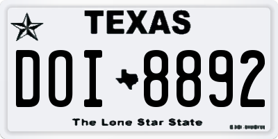 TX license plate DOI8892