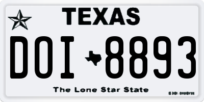 TX license plate DOI8893