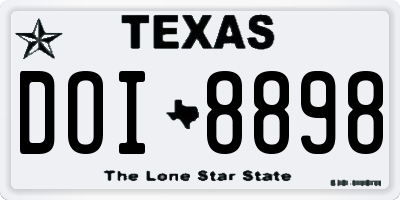 TX license plate DOI8898