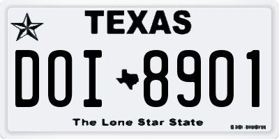 TX license plate DOI8901