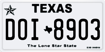 TX license plate DOI8903