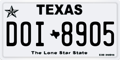 TX license plate DOI8905