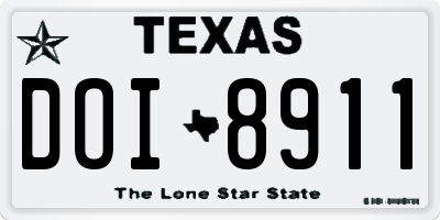TX license plate DOI8911