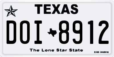 TX license plate DOI8912