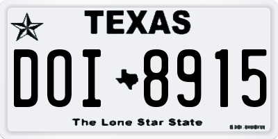 TX license plate DOI8915