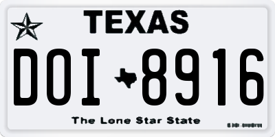 TX license plate DOI8916