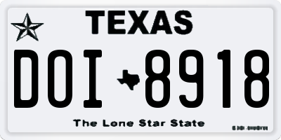 TX license plate DOI8918