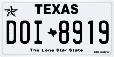 TX license plate DOI8919