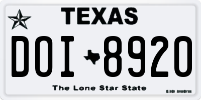 TX license plate DOI8920