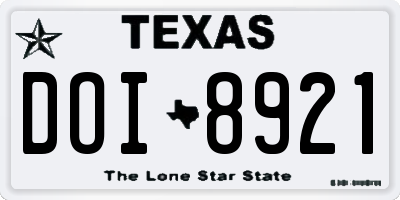 TX license plate DOI8921