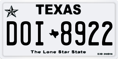 TX license plate DOI8922