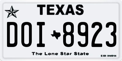 TX license plate DOI8923